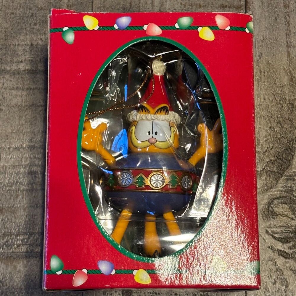 Vintage 1996 Garfield's Trim-A-Tree Garfield Body Ornament Santa Hat Jim Davis